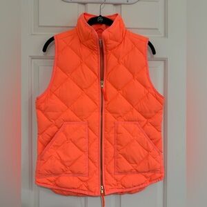 J. crew neon orange quilted puffer vest